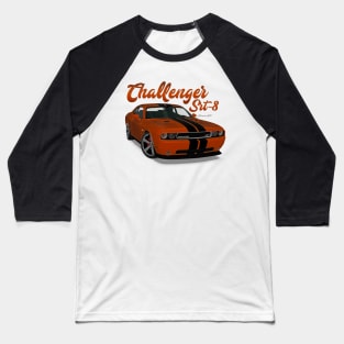 Challenger Srt-8 Orange Stripe Front Baseball T-Shirt